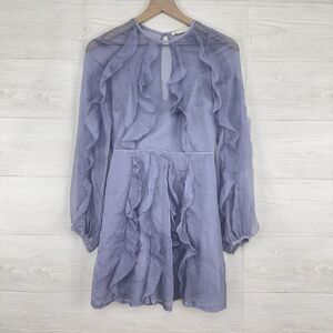Talulah Long Sleeve Ruffle Mini Dress XS Lilac Purple Organza Sheer Romantic
